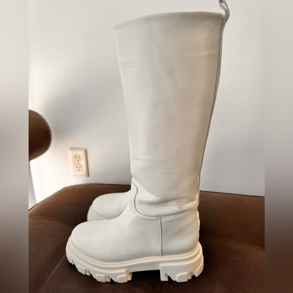 Gia Borghini White Knee-High Boots